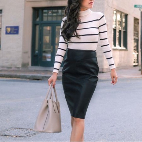 . Dresses & Skirts - black pencil skirt midi vegan leather sexy glam